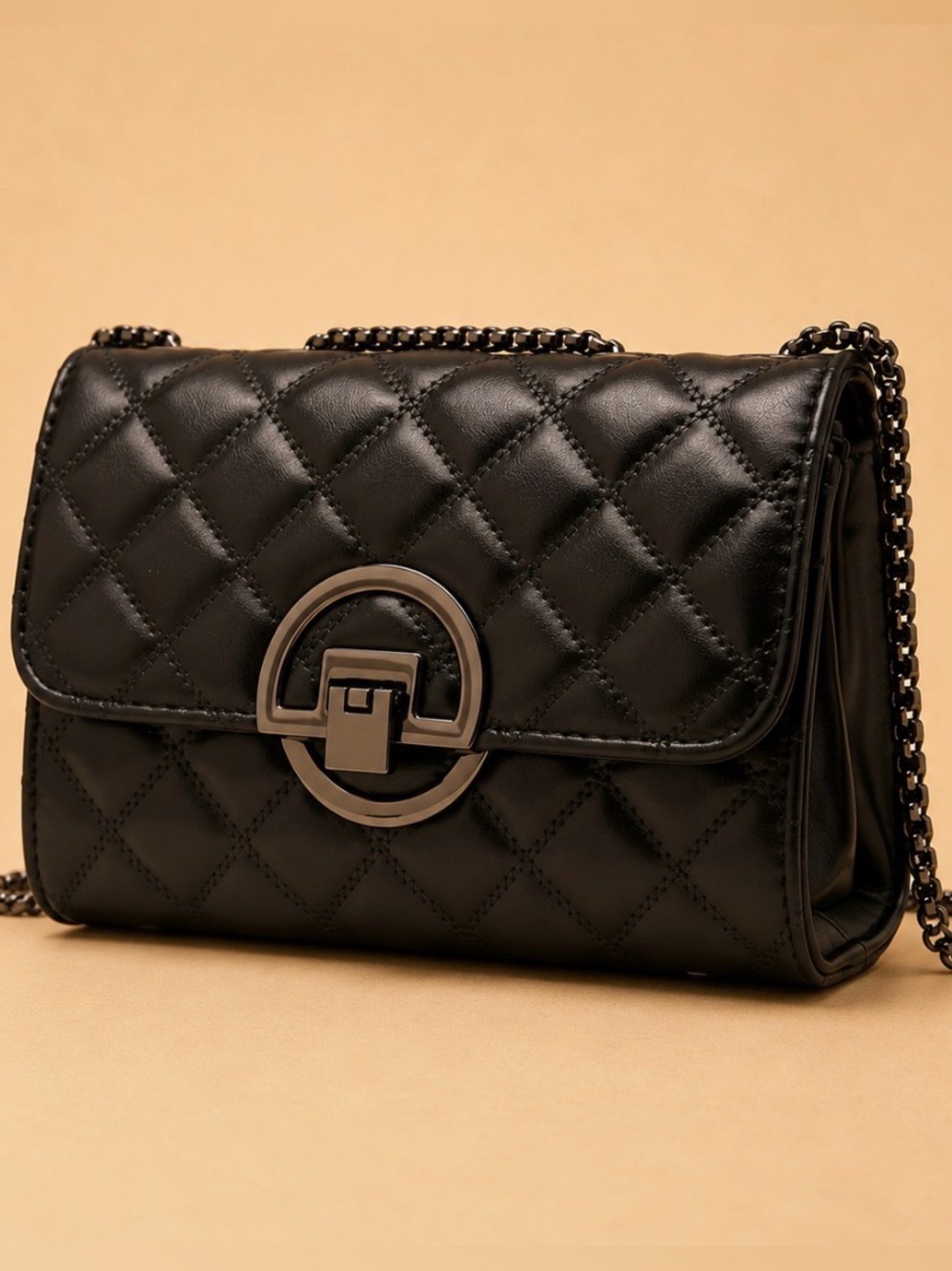 Quilted Black Chain Shoulder Bag